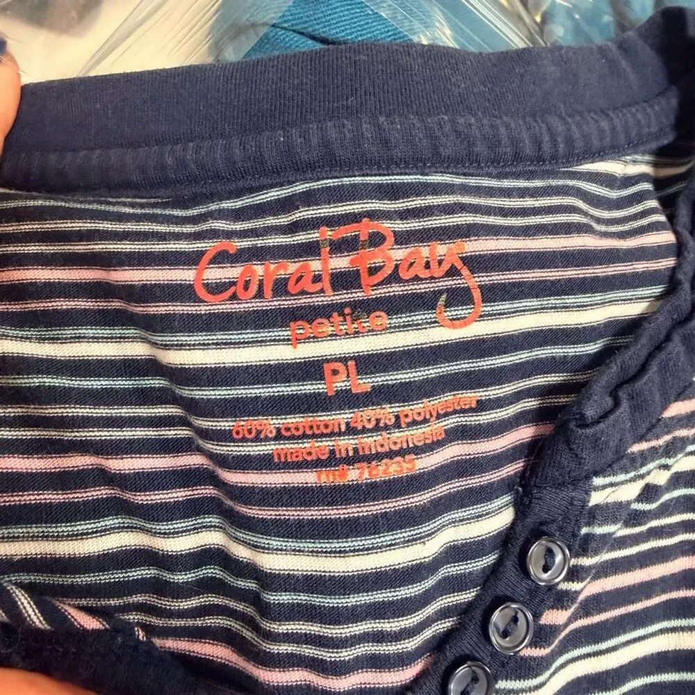 Coral Bay Navy and Pink Striped Top